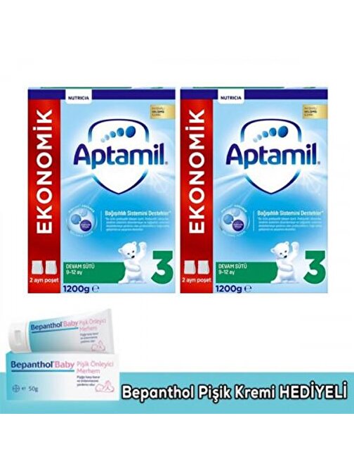 Aptamil 3 Devam Sütü 1200 gr x 2 Adet (Bepanthol Pişik Hediyeli)