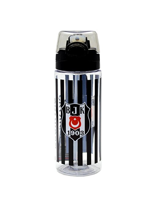 Beşiktaş Çubuk Desenli Plastik Matara 500 ml Siyah (24391)