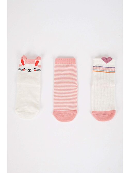 Kız Bebek Dikişsiz 3lü Pamuklu Uzun Çorap C4304A5NS
