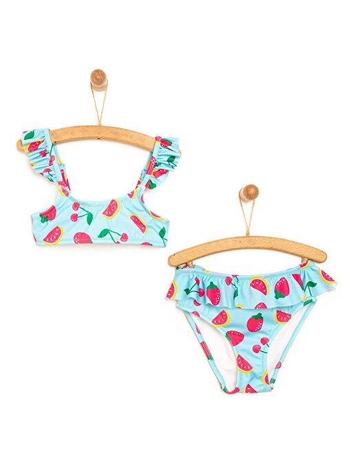 HelloBaby Fırfırlı Meyve Desenli Bikini Takımı Kız Bebek