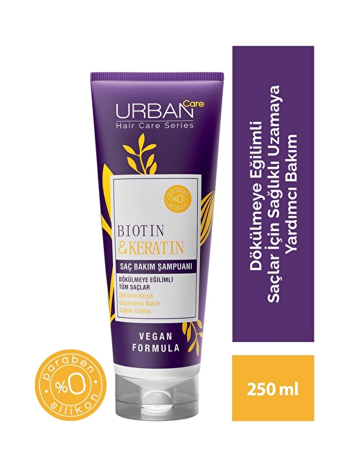 URBAN Care Biotin&Keratin Dökülmeye Eğilimli Saçlara Özel Şampuan-Vegan-250ML