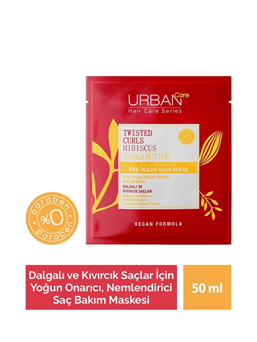 Urban Care Hibiscus&Shea Butter Kıvırcık ve Dalgalı Saçlar Duş Öncesi Saç Bakım Maskesi 50ML-Vegan