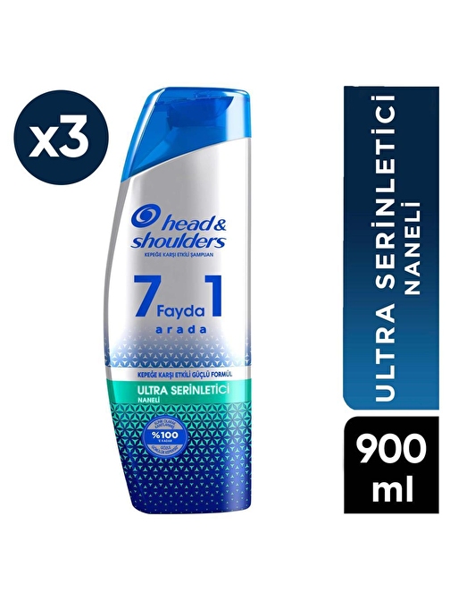 Head & Shoulders 7 Fayda 1 Arada Şampuan Ultra Serinletici Güçlü Formül 300 ml x 3 Adet