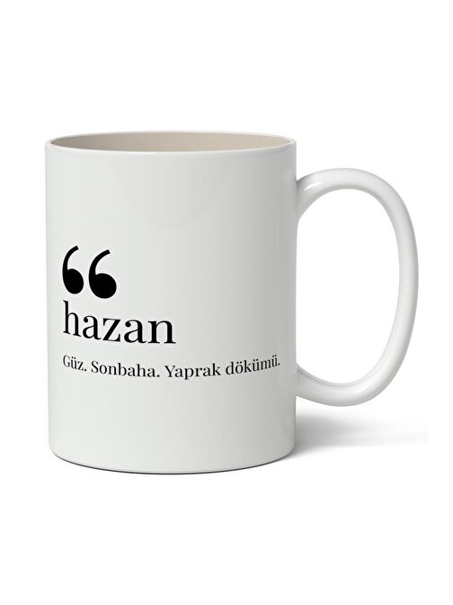 Hazan Kelime Anlamı Baskılı Kupa Bardak Baskılı Kahve Kupa Bardak