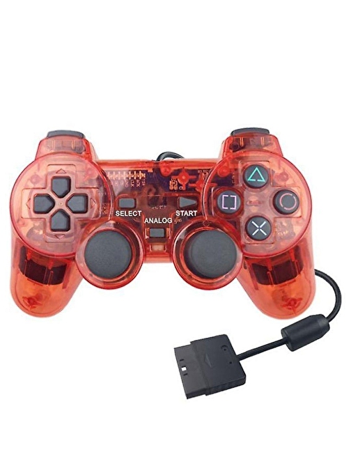 Cosmostech PS2 Controller Oyun Kolu , Titreşimli Gamepad Joystick Kırmızı