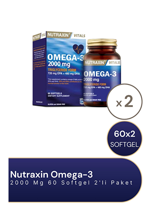 Nutraxin Omega-3 2000 Mg 60 Softgel 2'li Paket