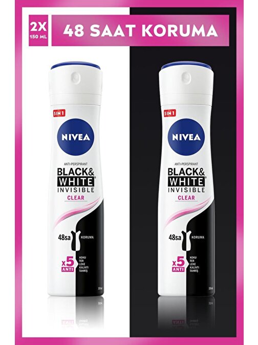 Nivea Invısıble Black&Whıte Clear Sprey Deodorant 150Ml Kadın 2'Li Avantaj Paketi