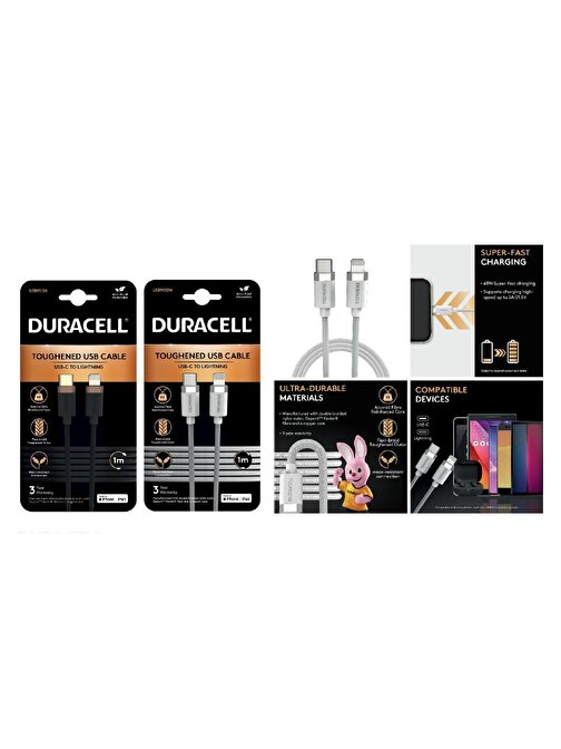 Duracell 1M USB-C to Lightning Braided Black