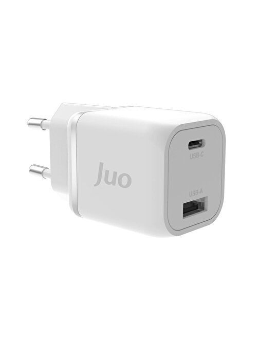 Juo 35W GaN USB-C + USB-A Şarj Aleti iPhone & iPad & Samsung PPS Uyumlu PD QC4.0 Type-C Hızlı Şarj Cihazı Beyaz