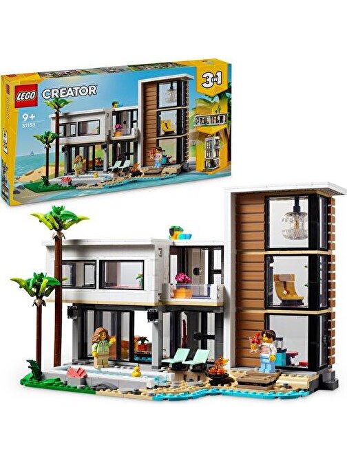 LEGO® Creator 3#ü 1 Arada Modern Ev 31153 # 9 Yaş ve Üzeri İçin 3 Katlı Şehir Binası veya Orman Kulübesi İçeren Yaratıcı Oyuncak Yapım Seti (939 Parça)