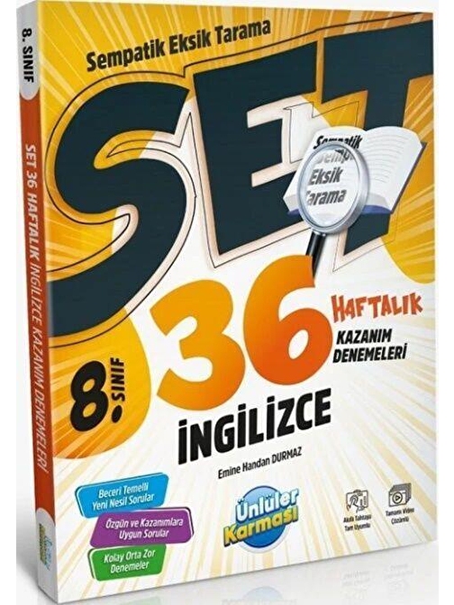 8. Sınıf İngilizce SET 36 Haftalık Kazanım Denemeleri Ünlüler Yayınları