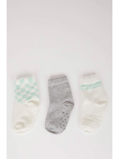 Erkek Bebek Dikişsiz 3lü Pamuklu Uzun Çorap C4289A5NS