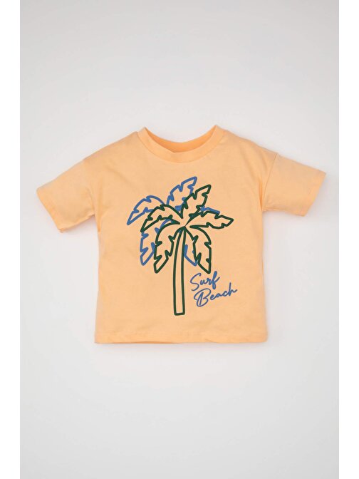 Erkek Bebek Palmiye Baskılı Kısa Kollu Tişört C9188A524SM