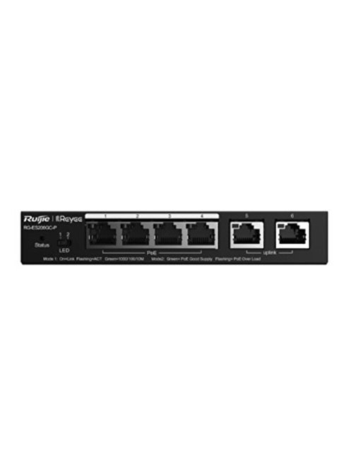 Ruijie-Reyee RG-ES206GC-P 4 Port POE+ 10-100-1000 Mbps+ 2 Port 10-100-1000 Mbps Yönetilebilir 54W