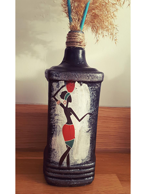 Himarry el yapımı Afrikalı kadın figürlü biblo vazo
