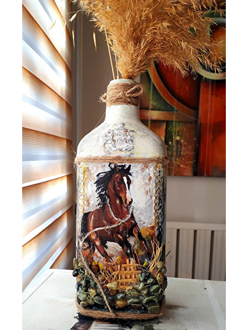 Himarry el yapımı dekoratif vazo at temalı