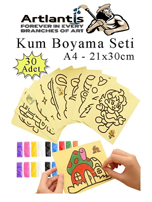 Kum Boyama Seti 30 Adet 20x30 cm A4 Boyutunda Büyük Boy Kaliteli Kum Boyama Çalışması Tuz Boyama Etkinlik