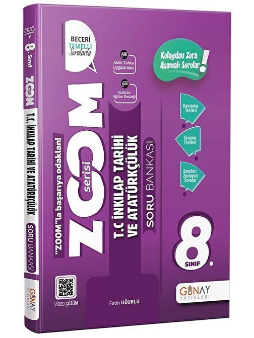 8. Sınıf T.C. İnkılap Tarihi ve Atatürkçülük Zoom Soru Bankası Günay Yayınları