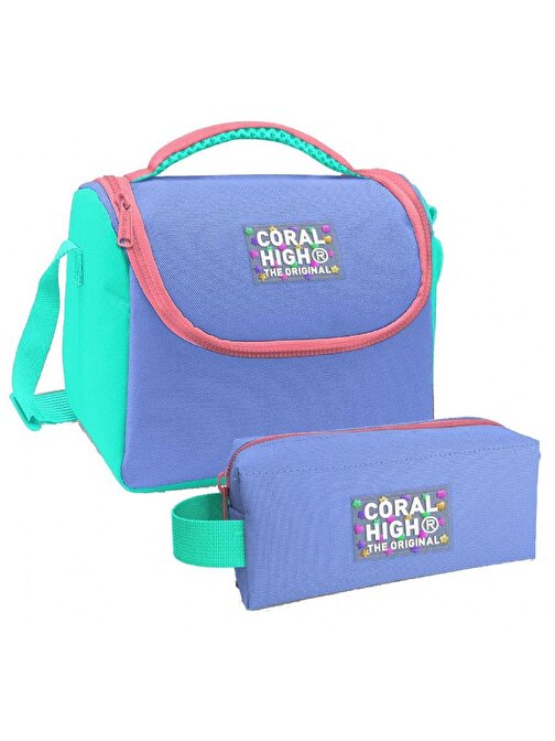 Coral High Derin Mavi Desenli Erkek Çocuk Isı Yalıtımlı Beslenme Çantası ve Kalemlik Seti