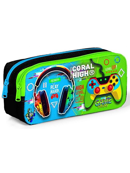 Coral High Kulaklık Game İki Bölmeli Kalem Çantası - Erkek Çocuk