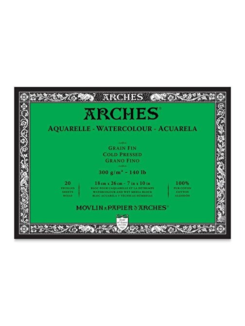 Arches Suluboya Blok Cold Press Natural White 300 gr 18x26 cm 20 Sayfa