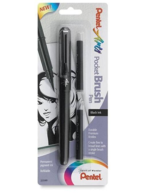 Pentel Pocket Brush Pen Cep Tipi Fırça Kalem + 2 Yedek Kartuş