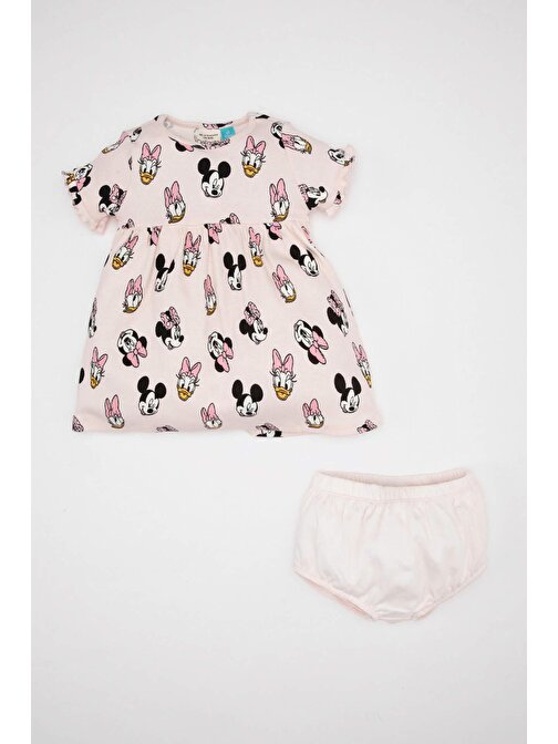 Kız Bebek Disney Mickey & Minnie Fitilli Kaşkorse Kısa Kollu Elbise Külot 2li Takım D0795A524HS