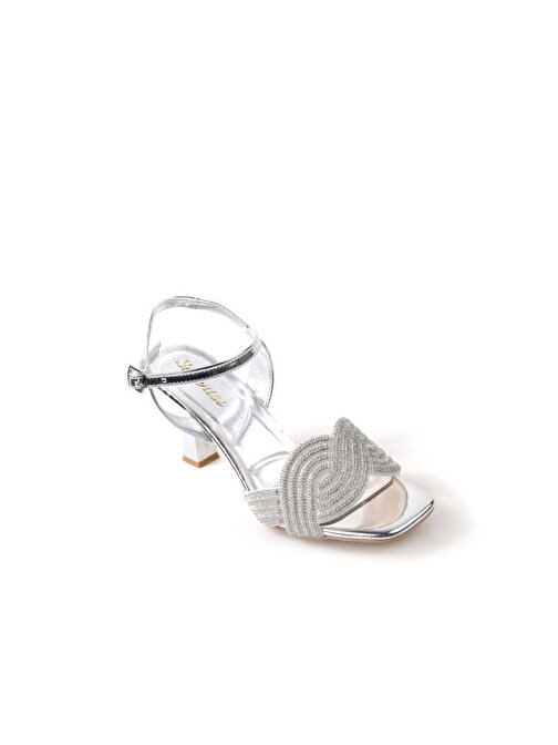 Papuçcity Sprs 02834 7,5 Cm Topuklu Kadın Arkası Açık Taşlı Stiletto Sandalet