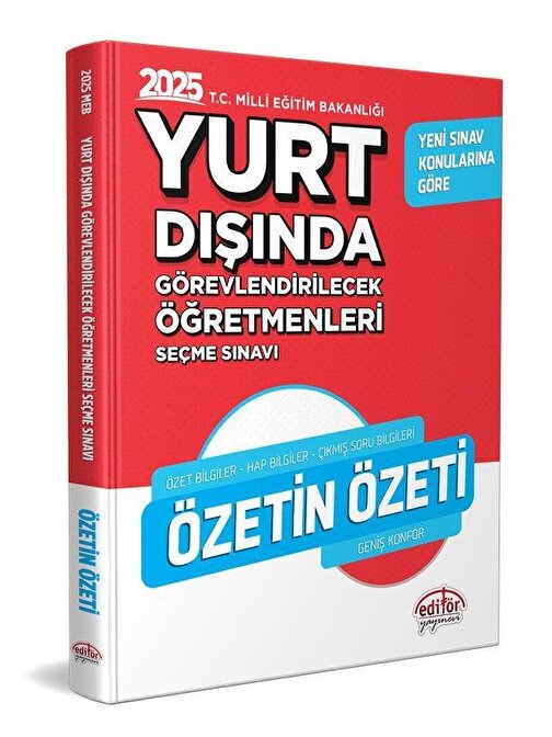 2025 MEB Yurt Dışında Görevlendirilecek Öğretmenleri Seçme Sınavı Özetin Özeti Editör Yayınları