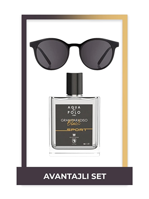 Aqua di Polo 1987 Gran Paradiso Black Sport EDP 50 ml Erkek Parfüm & Siyah Gözlük Seti