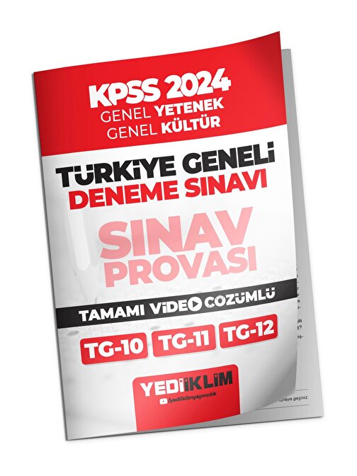 Yediiklim Yayınları 2024 KPSS GY-GK Türkiye Geneli Tamamı Video Çözümlü Sınav Provası 3 Deneme( 10-11-12)