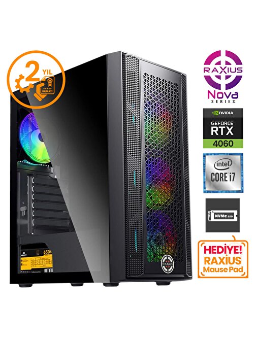 RaXius Nova G1 i7 4060-17F01F i7-11700F 16GB 512SSD RTX4060 FreeDOS Gaming Masaüstü Bilgisayar