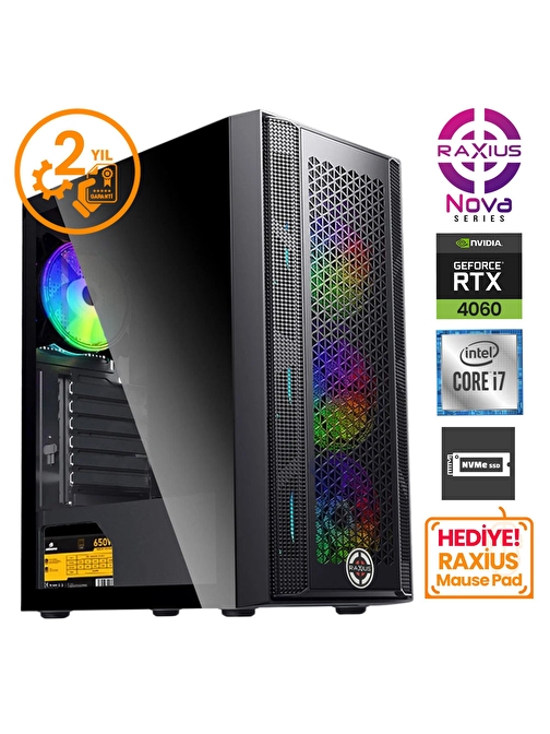 RaXius Nova G1 i7 4060-17F04F i7-11700F 16GB 1TBSSD+1TBSSD RTX4060 FreeDOS Gaming Masaüstü Bilgisayar