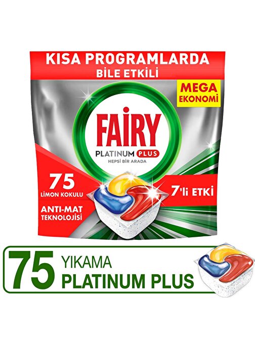 Fairy Platinum Plus Limon Kokulu Bulaşık Makinesi Deterjanı Kapsülü 75 Yıkama