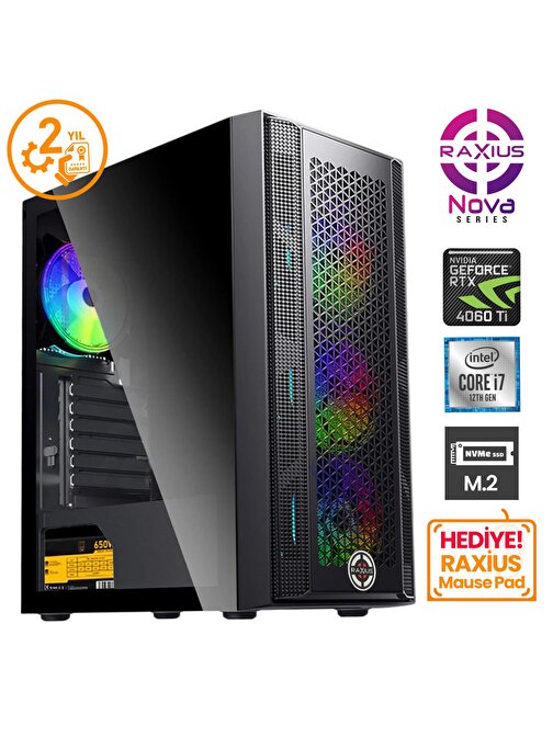 RaXius Nova G1 i7 406T-27F13F i7-12700F 16GB 1TBSSD RTX4060Ti W11P Gaming Masaüstü Bilgisayar