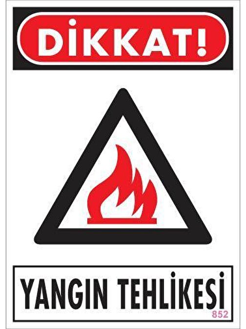 Avmdepo  Dikkat Yangın Tehlikesi Uyarı Levhası 25x35 KOD:852