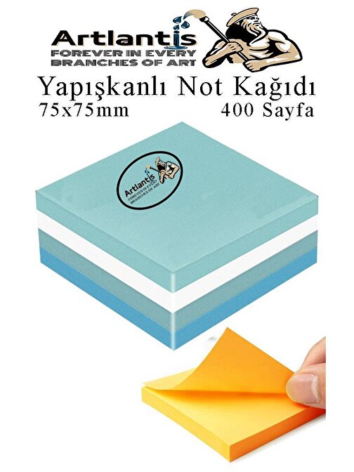 Yapışkanlı Not Kağıdı 4 Renk 400 Sayfa 1 Paket Buzul Küp Blok Yapışkanlı Postit 75x75 mm Renkli 