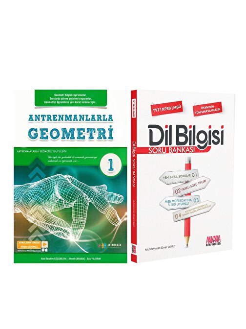 Antrenmanlarla Geometri 1 ve AKM Dil Bilgisi Soru Bankası Seti 2 Kitap