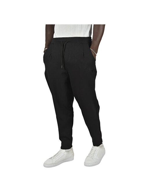 DeepSEA Erkek Siyah Dar Paça Paçası Yırtmaçlı Şalvar Kesim Spor Pantolon 2402080