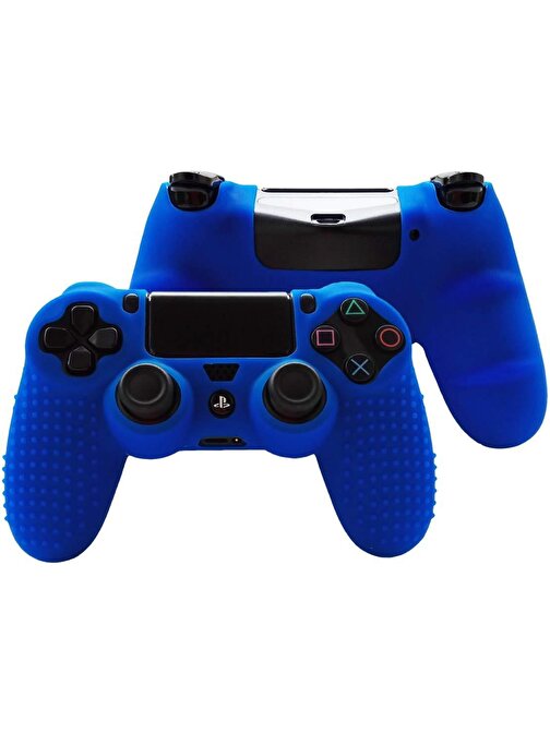 Cosmostech PS4 Controller Joystick Oyun Kolu Gamepad Uyumlu - Silikon Koruyucu Cover Mavi