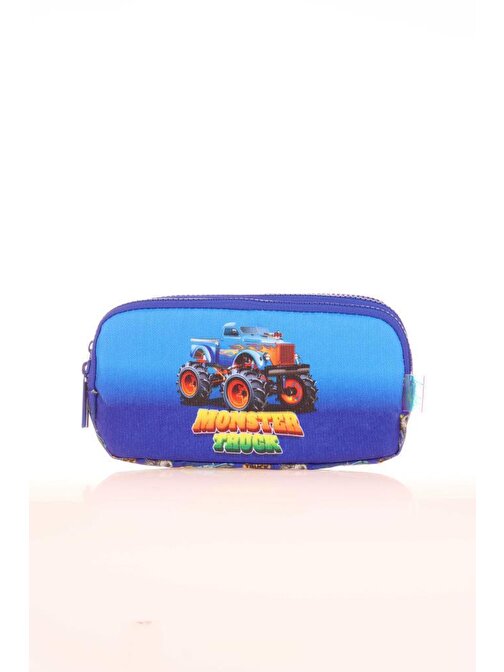 Kaukko Kids 3 Bölmeli Kalem Çantası Cube Monster Truck Mavi L8176
