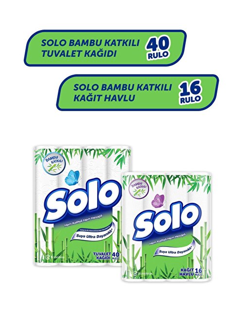Solo Bambu Katkılı Tuvalet Kağıdı 40 Rulo & Bambu Katkılı Kağıt Havlu 16 Rulo