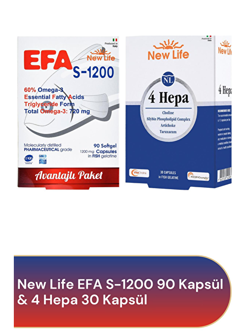 New Life EFA S-1200 Omega-3 90 Kapsül & 4 Hepa 30 Kapsül