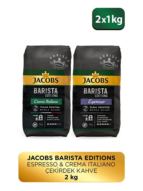 Jacobs Barista Çekirdek Kahve Avantajlı Paket 2 kg ( Crema Italiano 1kg + Espresso 1kg )