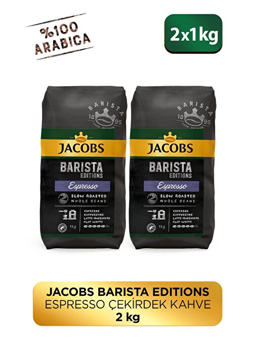Jacobs Barista Editions Çekirdek Kahve Espresso %100 Arabica ( 1 kg x 2)