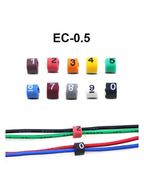 EC-0.5 Renkli Kablo İşaretleyici Numaratör 0,5mm² AWG 26 100 adet