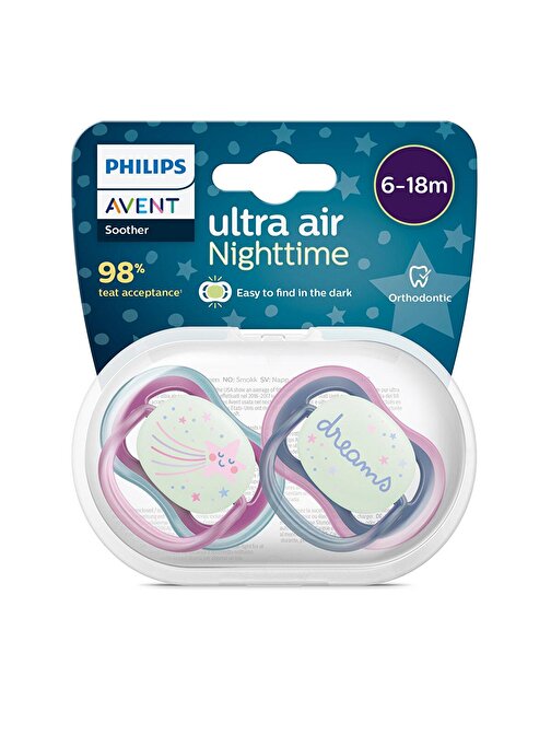 Philips Avent Ultra Air Gece Emziği 6-18 Ay, 2'li Paket, Kız