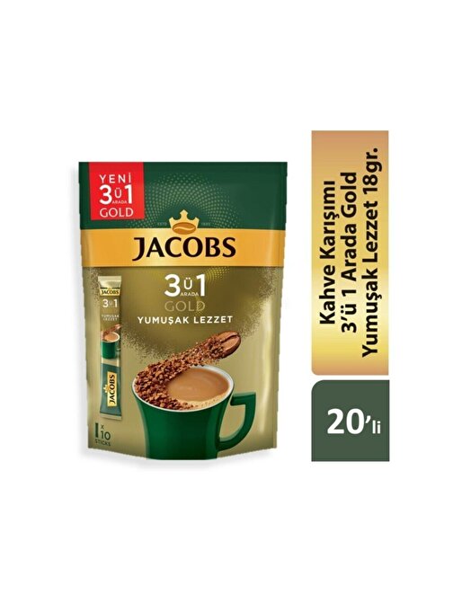 Jacobs 3'ü 1 Arada Gold Yumuşak İçim Karışım Kahve 120'li ( 10 x 2 paket )