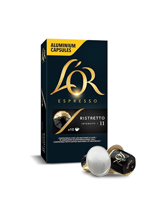 L'OR Ristretto Intensity 11 Nespresso Uyumlu Alüminyum Kapsül Kahve 10 Adet