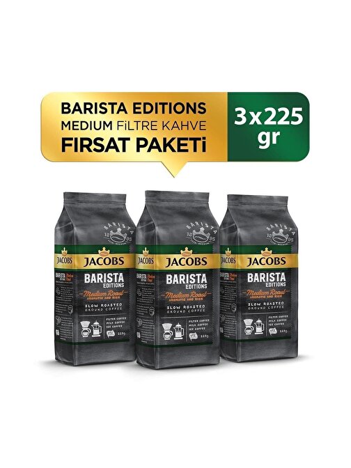 Jacobs Barista Editions Filtre Kahve Medium Roast 225 gr x 3 Adet - Zengin ve Aromatik